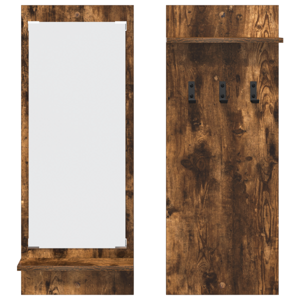 Perchero de pared con estante Roble ahumado 70 x 10 x 90 cm M 5