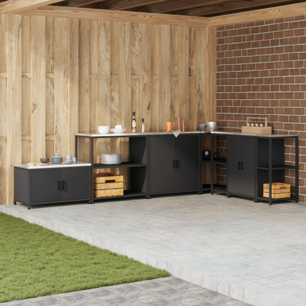 Estante de almacenamiento de cocina Negro 60 x 50 x 92 cm Acero D