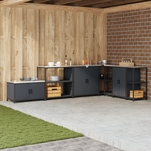 Estante de almacenamiento de cocina Antracita 60 x 50 x 92 cm D