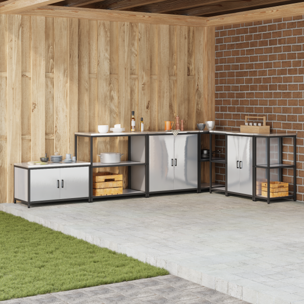 Estante de almacenamiento de cocina Plateado 60 x 50 x 92 cm D