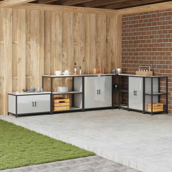 Estante de almacenamiento de cocina Plateado 60 x 50 x 92 cm D