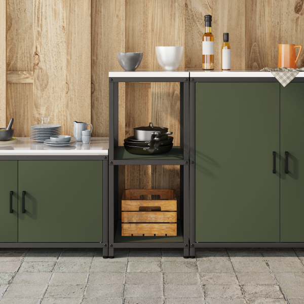 Estante de almacenamiento de cocina Verde oliva 60 x 50 x 92 cm M 4