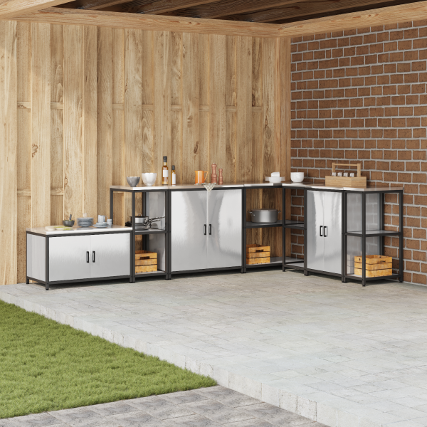 Estante de almacenamiento de cocina Plateado 60 x 50 x 92 cm D