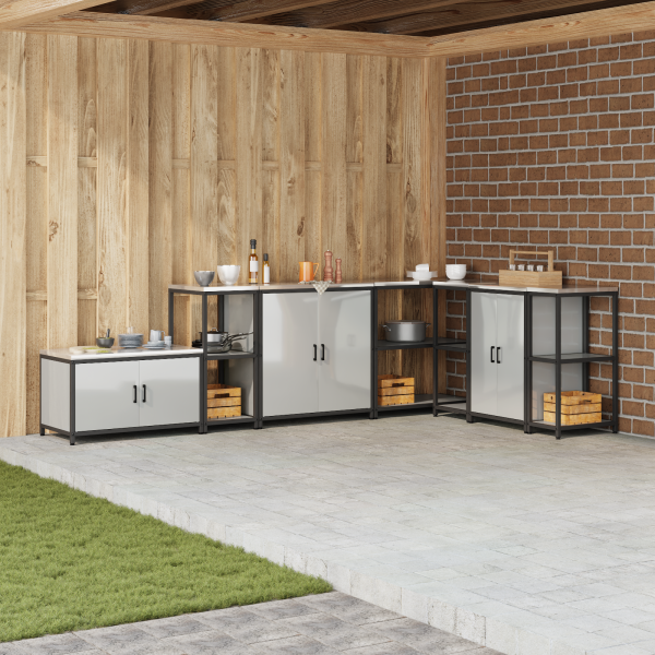 Estante de almacenamiento de cocina Plateado 60 x 50 x 92 cm D