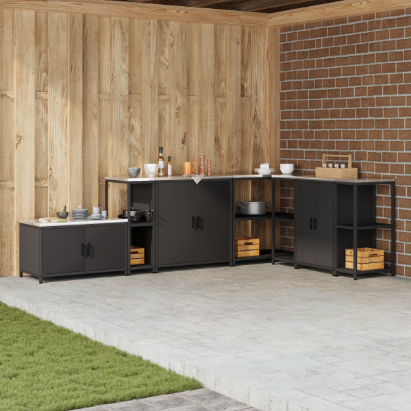 Estante de almacenamiento de cocina Negro 60 x 50 x 92 cm Acero D