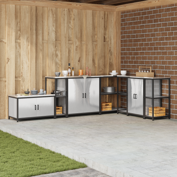 Estante de almacenamiento de cocina Plateado 60 x 50 x 92 cm D