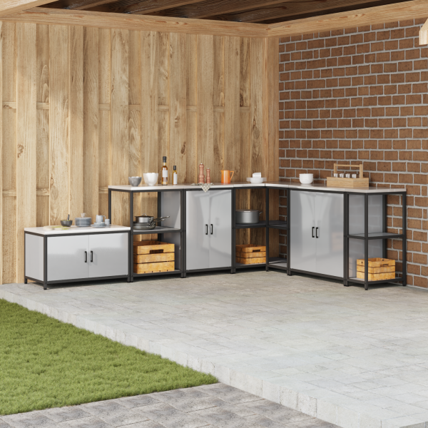 Gabinete de Almacenamiento para Cocina Plateado 60 x 50 x 92 cm D