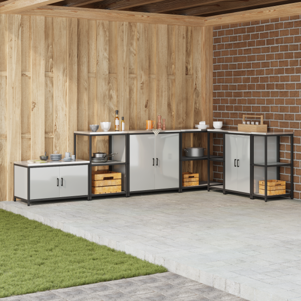 Gabinete de Almacenamiento para Cocina Plateado 60 x 50 x 92 cm D