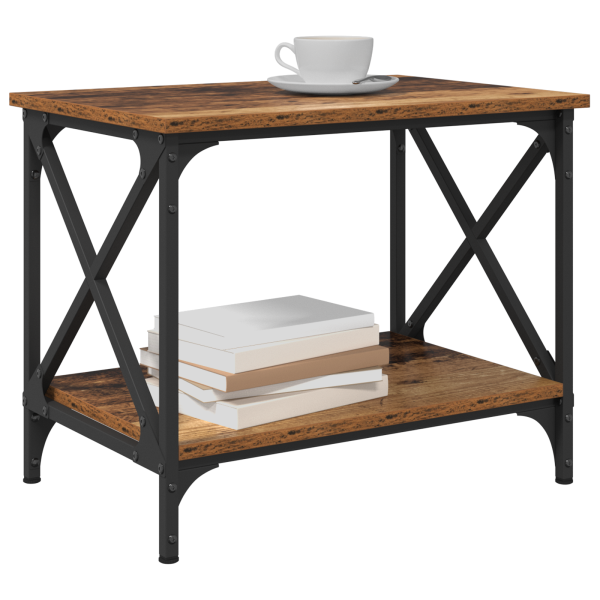 Mesa lateral con estante con almacenamiento Madera antigua 55 x 38 x 45 cm M 3