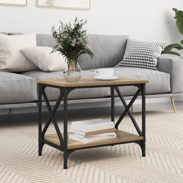 Mesa lateral Roble artisan 55 x 38 x 45 cm Madera contrachapada D