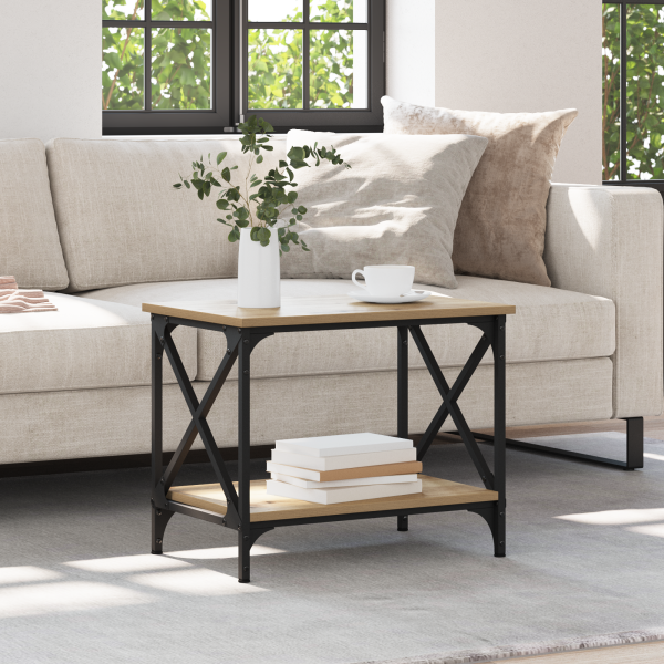 Mesa lateral Roble artisan 55 x 38 x 45 cm Madera contrachapada M 4