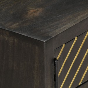Mesa de centro 90x50x35 cm mangueira maciça preto e dourado H