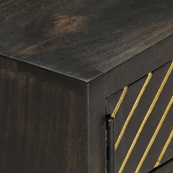 Mesa de centro madera maciza de mango negro y dorado 90x50x35cm M 2