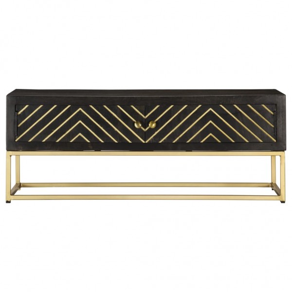 Mesa de centro 90x50x35 cm mangueira maciça preto e dourado M 4