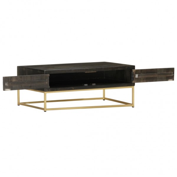 Mesa de centro 90x50x35 cm mangueira maciça preto e dourado M 5