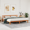 Estructura de Cama Marrón Cera 200x200 cm Madera Maciza de Pino 1