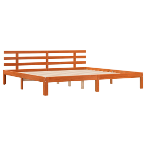 Estructura de Cama Marrón Cera 200x200 cm Madera Maciza de Pino H