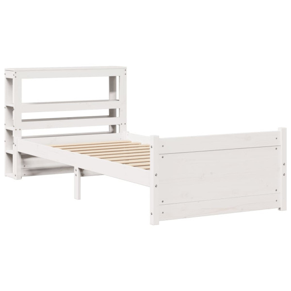 Estructura de cama con cabecero sin colchón blanco 90x190 cm M 3
