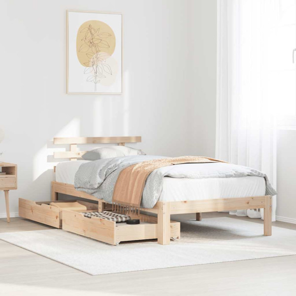 Estructura de cama con cajones madera maciza pino 90x190 cm D