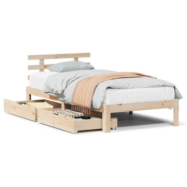 Estrutura de cama com gavetas 90x190 cm madeira de pinho maciça M 2