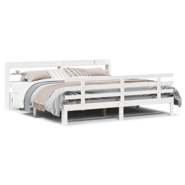 Estructura de cama con cabecero sin colchón blanco 200x200 cm D