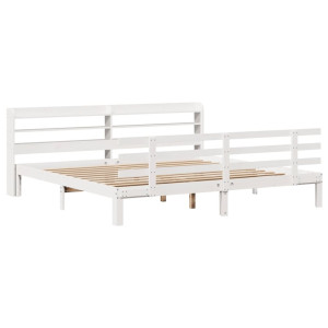 Estrutura de cama c/ cabeceira sem colchão 200x200 cm branco H