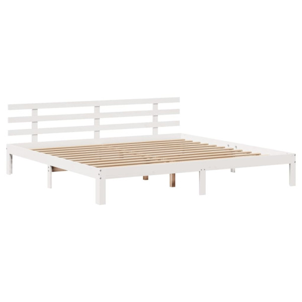 Estructura de cama con cabecero sin colchón blanco 200x200 cm M 4