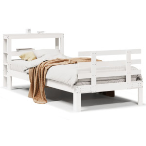 Estructura de cama con cabecero sin colchón blanco 90x190 cm H