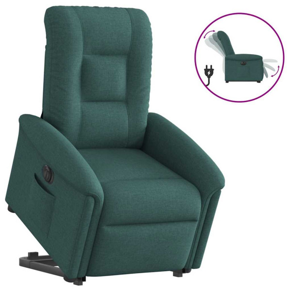Sillón eléctrico reclinable elevable de tela verde oscuro D