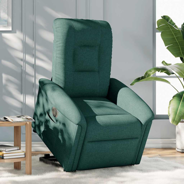 Sillón eléctrico reclinable elevable de tela verde oscuro M 3