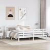 Estrutura de cama c/ cabeceira sem colchão 200x200 cm branco 1