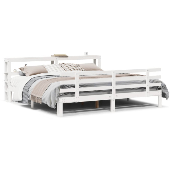 Estrutura de cama c/ cabeceira sem colchão 200x200 cm branco M 2