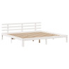 Estructura de cama con cabecero sin colchón blanco 200x200 cm 4