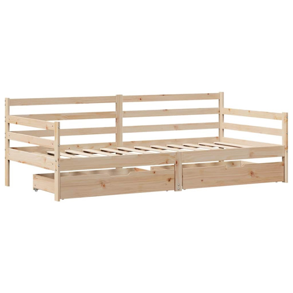 Sofá cama con cajones madera maciza de pino 90x190 cm M 3