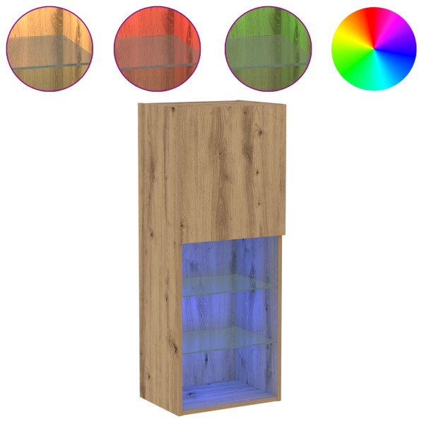 Estante para TV  com Luzes LED Carvalho Artesanal 40.5x30x102 cm M 4