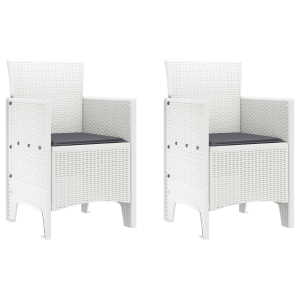 Silla de Jardín  Set de 2 Blanco. Antracita Polipropileno. Poliéster H