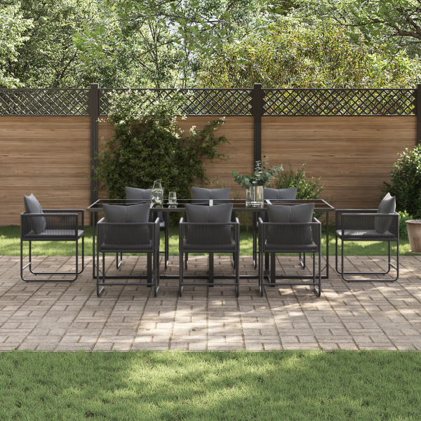 Conjunto de Jantar de Jardim com 12 Peças e Almofadas em Aço e Rattan Sintético M 3