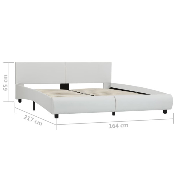 Estructura de cama con LED cuero sintético blanco 160x200 cm D