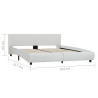 Estrutura de cama com LED 160x200 cm couro artificial branco 1
