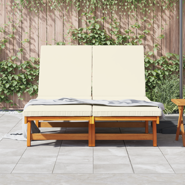 Chaiselongue doble  con ruedas y cojín de madera de acacia maciza M 3