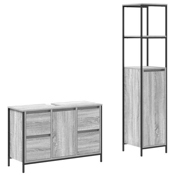 Conjunto de mueble de baño de 2 piezas  Gris Sonoma de madera elaborada M 2