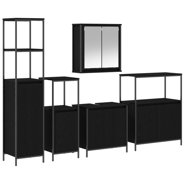 Conjunto de Muebles de Baño de 5 Piezas en Madera de Roble Negro M 2