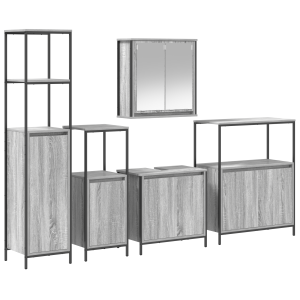 Conjunto de Muebles para el Baño de 5 Piezas  Gris Sonoma de Madera H