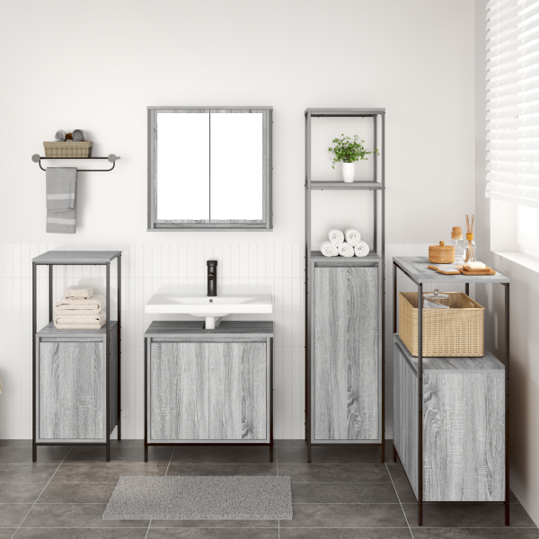 Conjunto de Muebles para el Baño de 5 Piezas  Gris Sonoma de Madera M 4
