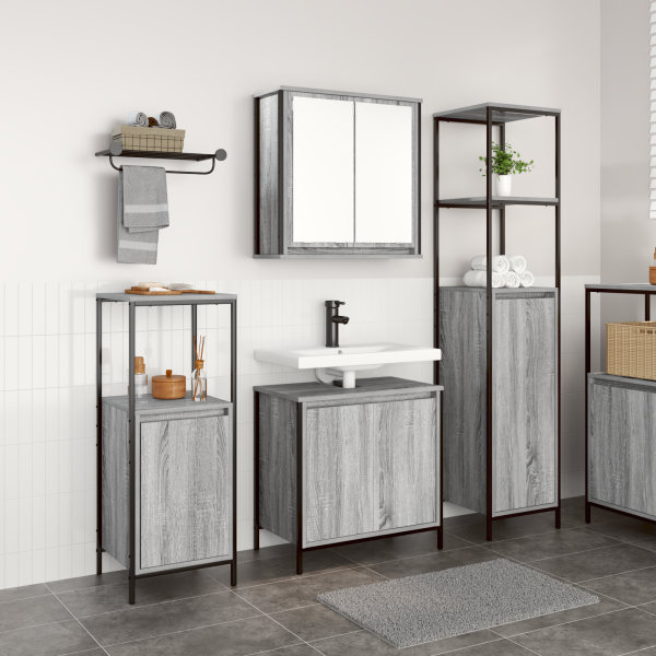 Juego de Muebles para Baño de 3 Piezas  en Gris Sonoma de Madera M 4