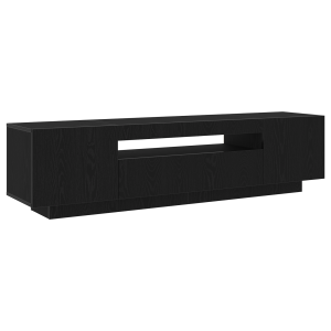 Gabinete de TV  com luzes LED em Preto Carvalho. 160x35x40 cm em Madeira Engenheirada H