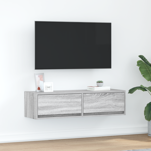 mueble de TV  Gris Sonoma 100x31x25.5 cm Madera elaborada D