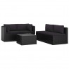 5 pcs conjunto lounge de jardim c/ almofadões vime PE preto 3