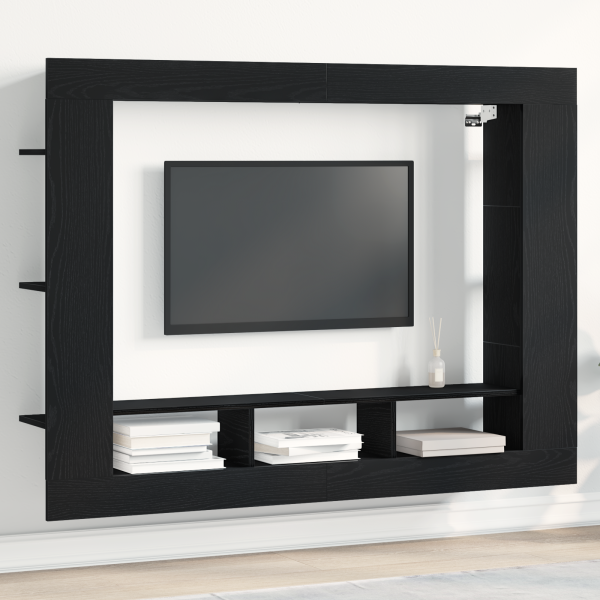 Cabinet de TV Wall-Mounted  Negro Roble 152x22x113 cm D