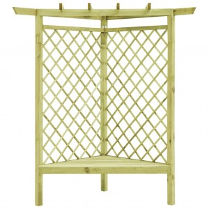 Pérgola esquina y asiento madera pino impregnada 130x130x197 cm H